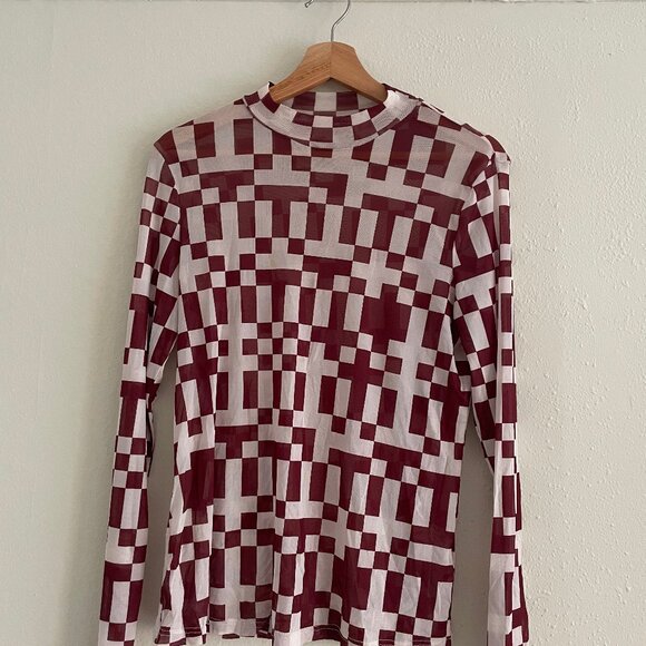 Glamorous Checkered Mesh Top, Size 8 - Picture 1 of 3